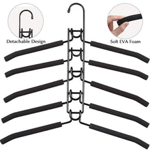 Load image into Gallery viewer, On amazon pupouse multi layers clothes hangers 5 in 1 anti slip sponge metal clothes rack multifunctional closet hanger space saving organizer for jacket coat sweater skirt trousers shirt t shirt