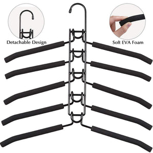 On amazon pupouse multi layers clothes hangers 5 in 1 anti slip sponge metal clothes rack multifunctional closet hanger space saving organizer for jacket coat sweater skirt trousers shirt t shirt