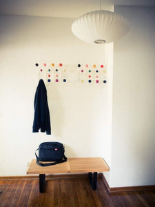 Discover the mlf modern hang it all coat hook wall mounted coat rack with painted solid wooden balls in multi colors white metal framemulti color