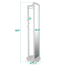 Load image into Gallery viewer, Storage tiny times multifunctional 360 swivel wooden frame 69 tall full length mirror dressing mirror body mirror floor mirror with hanging bar coat stand coat hooks ivory white