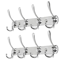 Load image into Gallery viewer, Exclusive baoef coat hat hook metal robe rail rack towel hanger with flared tri hook colset organizer for home entryway office keys scarf jacket backpack wall mounted silver 2 packs