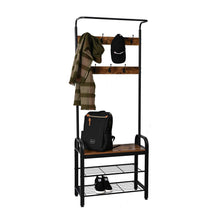 Load image into Gallery viewer, Purchase ironck coat rack free standing hall tree entryway bench entryway organizer vintage industrial coat stand 3 in 1 design wood look accent furniture with stable metal frame easy assembly