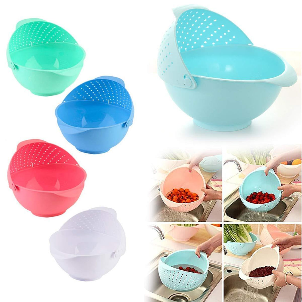 Homeglare Rotating 2 in 1 Plastic Fruits and Vegetable Washing Bowl Strainer Cum Storage Basket (Multicolor, Pack of 1)