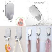 Load image into Gallery viewer, New adhesive hooks 16 pack 3m self adhesive wall hooks for key robe coat towel heavy duty stainless steel wall mount hooks for kitchen bathroom toilet