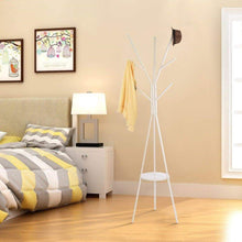 Load image into Gallery viewer, New home bi coat rack stand coat hanger with 9 hooks for holding jacket hat purse white