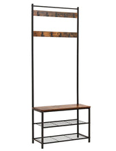 Load image into Gallery viewer, Buy vasagle industrial coat rack hall tree entryway shoe bench storage shelf organizer accent furniture with metal frame uhsr41bx rustic brown