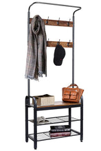 Load image into Gallery viewer, Order now zncmrr entryway hall tree with shoe bench rustic coat rack industrial entryway furniture organizer with 8 double hooks and storage shelf for hallway bedroom living room easy assembly