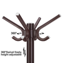 Load image into Gallery viewer, Get songmics coat rack purse rack hall tree with 14 rotating plastic hooks espresso urcr19z