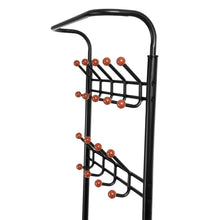 Load image into Gallery viewer, Kitchen songmics entryway coat rack with storage shoe rack hallway organizer 18 hooks and 3 tier shelves metal black urcr67b