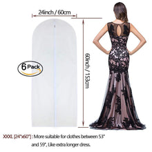 Load image into Gallery viewer, Exclusive homeclean moth proof garment clothing bags 24 x 60 hanging clothing storage bags with 6 cedar balls for coat dance costumes long dress and long gowns