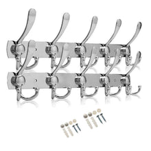Load image into Gallery viewer, On amazon double row hooks wall hanger stainless steel rack hook coat hat clothes robe holder towel rack 2pack