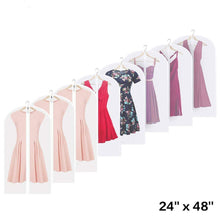 Load image into Gallery viewer, Shop linseray 8 pack hanging garment bag 24 x 48 suit bags breathable moth proof garment cover with full zipper for long dress dance costumes suits gowns coats