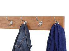 Load image into Gallery viewer, Storage pegandrail cherry coat rack with satin nickle hat and coat style hooks 4 5 ultra wide cherry 52 x 4 5 with 10 hooks