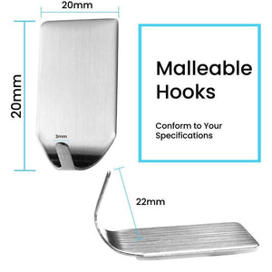 Order now hq supply 8pc wall hooks hanger 3m self adhesive hooks heavy duty strong waterproof stainless steel hook for bedroom bathroom kitchen office living room family room closet robe coat towel