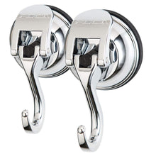 Load image into Gallery viewer, Select nice fe h2003 2pk 2 pack powerful push and lock stainless steel metal kitchen shower bathroom organizer towel coat swivel suction hook holds up to 13 lbs in chrome