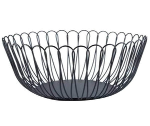 Creative Wire Fruit Dish Basket Bowl, Modern Large Black Decorative Table Centerpiece Holder for Kitchen Counters, Living Room, 10.62 Inch (Petals)