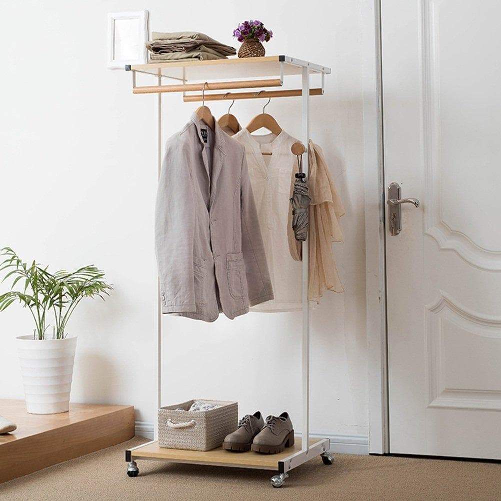 Shop lqqgxlmodern minimalist coat rack floor cap and jacket double boom with pulley double frame stainless steel color white