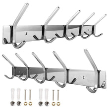 Load image into Gallery viewer, Related dosens coat hook rack wall mount sus 304 stainless steel hanger clothes hat holder 10 hooks 2 pack