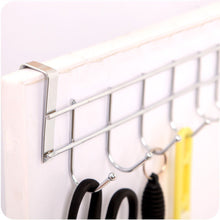 Load image into Gallery viewer, Home 8 double hook over the door hanger by kurtzy stainless steel organizer rack for coat towel bag hat or robe polished silver chrome finish no mounting or fixings required
