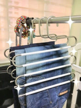 Load image into Gallery viewer, Best seller  multi pants hanger with pant hangers space saving non slip stainless steel with white silicone coating use for jeans pants towel scarf tie