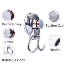 Load image into Gallery viewer, Select nice powerful vacuum suction hooks mocy strong stainless steel suction cup hooks for bathroom kitchen wall home removable shower hools hanger damage free for towel bath robe coat and loofah pack of