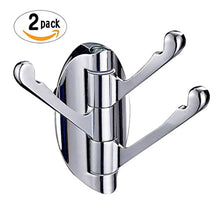 Load image into Gallery viewer, Products do4u solid metal swivel coat hook heavy duty folding swing arm triple coat hook with multi three foldable arms towel clothes hanger for bathroom kitchen polished chrome 2 pcs