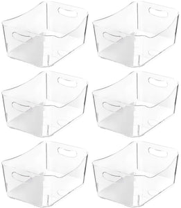 YBM HOME Open BIN Storage Basket Kitchen Pantry, Bathroom Vanity, Laundry, Health and Beauty Product Supply Organizer, Under Cabinet Caddy (Medium - 6 Pack, Clear)