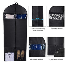 Load image into Gallery viewer, Save on wanapure 60 54 43 garment bags 3 in 1 suit bag with 2 large mesh shoe pockets and accessories pocket trifold suit cover for dress coat jacket closet storage or travel set of 2 black