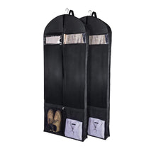 Load image into Gallery viewer, Products wanapure 60 54 43 garment bags 3 in 1 suit bag with 2 large mesh shoe pockets and accessories pocket trifold suit cover for dress coat jacket closet storage or travel set of 2 black