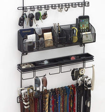 Load image into Gallery viewer, New longstem mens 9200 over the door wall belt tie valet organizer beautiful black powder coat see our 9100 5 star reviews mens organizer patented rated best