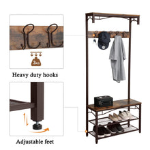 Load image into Gallery viewer, Shop here songmics vintage coat rack 3 in 1 hall tree entryway shoe bench coat stand storage shelves accent furniture metal frame large size uhsr45ax