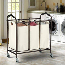 Load image into Gallery viewer, Home bbshoping organizer laundry hamper cart dirty clothes organibbshoping zer for bathroom bedroom utility room powder coated beige