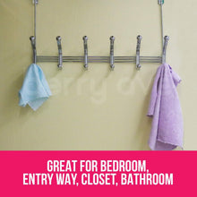 Load image into Gallery viewer, Purchase berry ave door hanger wall hooks mounted rack for coats hats robes towels and umbrellas over the door mount with chrome finish closet bathroom organizer