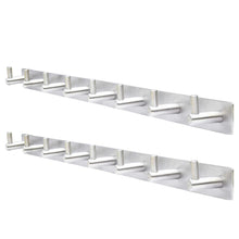 Load image into Gallery viewer, Featured webi wall mounted coat rack heavy duty sus 304 wall hooks rack robe hooks metal decorative hook rail for bathroom kitchen office entryway hallway 8 hooks brushed finish 2 packs