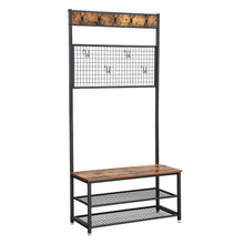 Load image into Gallery viewer, Purchase vasagle industrial coat stand shoe rack bench with grid memo board 9 hooks and storage shelves hall tree with stable metal frame rustic brown uhsr46bx