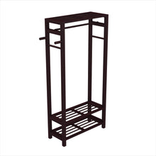 Load image into Gallery viewer, Select nice stony edge wood coat shoe garment rack and hat stand for hallway or front door entryway free standing clothing rail hanger easy to assemble espresso