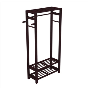 Select nice stony edge wood coat shoe garment rack and hat stand for hallway or front door entryway free standing clothing rail hanger easy to assemble espresso