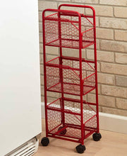 Load image into Gallery viewer, Decorative Slim Rolling Metal Kitchen Fruit &amp; Vegetable Basket Storage Organizer Cart