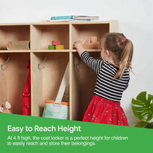 Load image into Gallery viewer, On amazon ecr4kids birch school coat locker for toddlers and kids 5 section coat locker with bench and cubby storage shelves commercial or personal use certified and safe 48 high natural