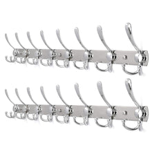 Load image into Gallery viewer, Top rated 2pacs webi 30 inch entryway robe hat clothes towel rack rail coat rack with 8 flared tri hooks wall mounted aluminum chrome finish