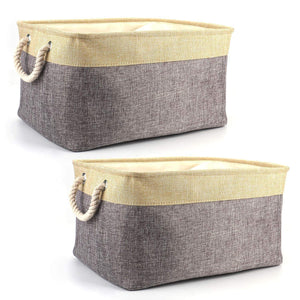 Tosnail 2 Pack Linen Storage Baskets with Drawstring Cover Top Fabric Storage Bin Organizer for Home, Closet, Shelves, Cabinet Storage