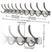 Load image into Gallery viewer, Save dseap wall mounted coat rack 10 hooks heavy duty stainless steel metal coat hook for clothes towel hat robes mudroom bathroom entryway cock tail chromed 2 packs