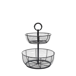 Gourmet Basics by Mikasa Spindle 2-Tier Adjustable Basket with Banana Hook