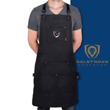 Load image into Gallery viewer, Heavy duty dalstrong professional chefs kitchen apron sous team 6 heavy duty waxed canvas 5 storage pockets towel tong loop liquid repellent coating genuine leather accents adjustable straps