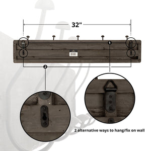 Discover the avignon home rustic coat rack with hooks vintage wooden wall mounted coat rack 38 inches wide and 7 inches high for entryway bathroom and closet