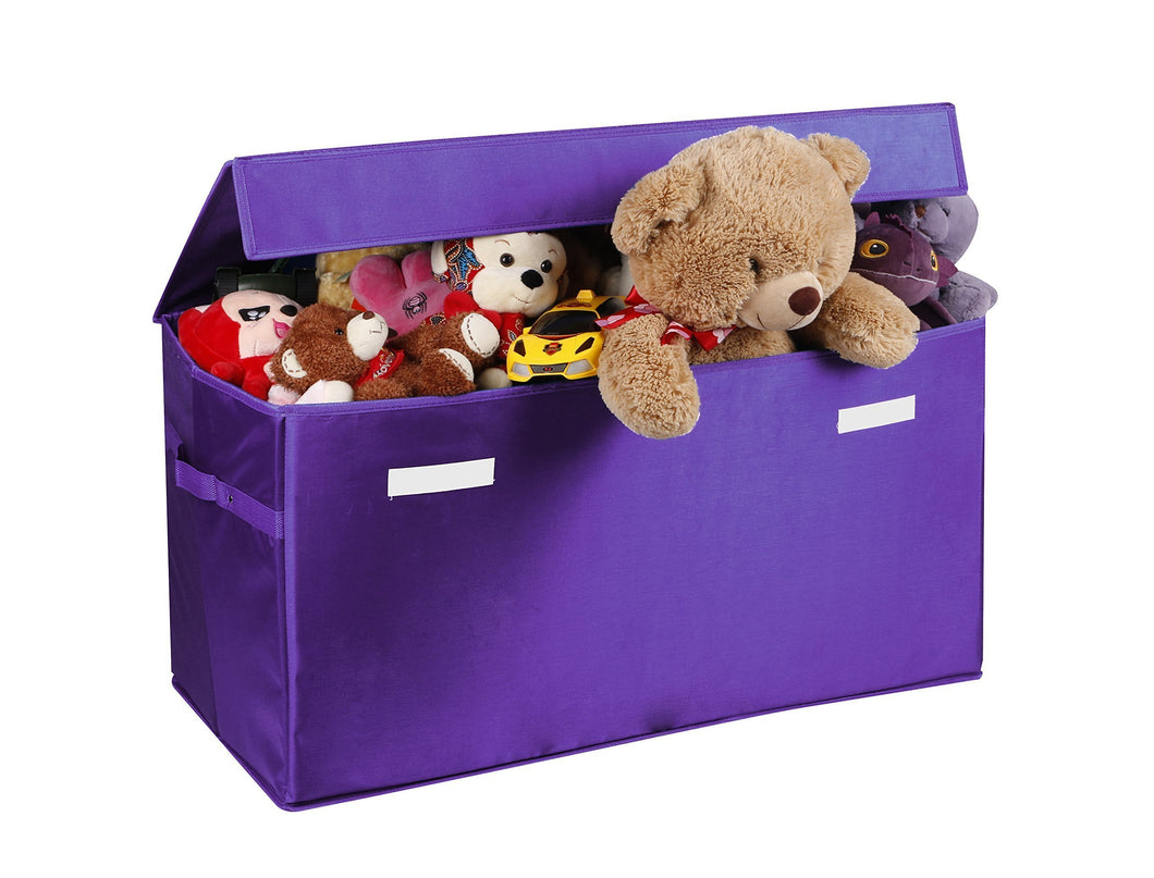 Prorighty Collapsible Toy Chest for Kids (XX-Large) Storage Basket w/Flip-Top Lid | Toys Organizer Bin for Bedrooms, Closets, Child Nursery | Store Stuffed Animals, Games, Clothes (Purple)