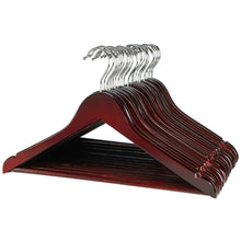 Load image into Gallery viewer, Cheap florida brands premium wooden mahogany suit hangers 96 pack of coat hangers and black dress suit ultra smooth hanger strong and durable suit hangers
