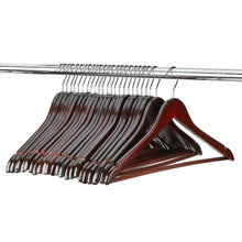 Load image into Gallery viewer, Best seller  florida brands premium wooden mahogany suit hangers 96 pack of coat hangers and black dress suit ultra smooth hanger strong and durable suit hangers
