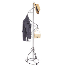 Load image into Gallery viewer, Organize with mygift elegant black metal 14 hook spiral coat hanger bag display garment rack stand