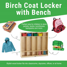 Load image into Gallery viewer, Order now ecr4kids birch school coat locker for toddlers and kids 5 section coat locker with bench and cubby storage shelves commercial or personal use certified and safe 48 high natural